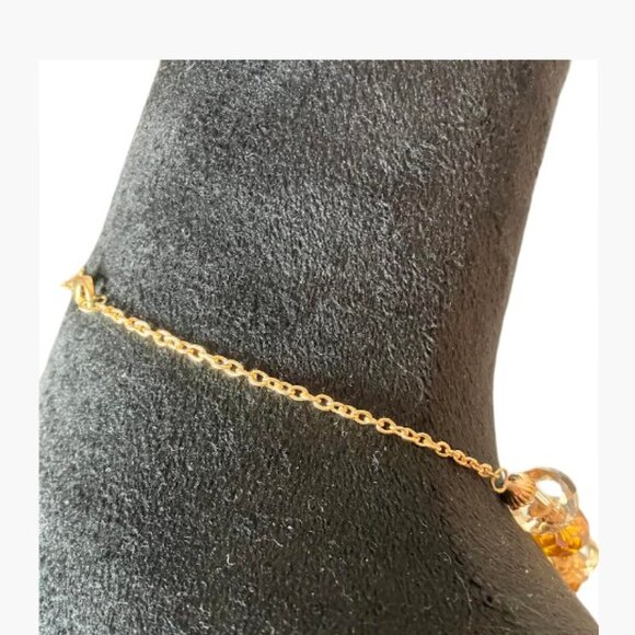 Handcrafted Champagne and Amber Glass Multifaceted Bead Elegant 18" Necklace - Picture 3 of 6